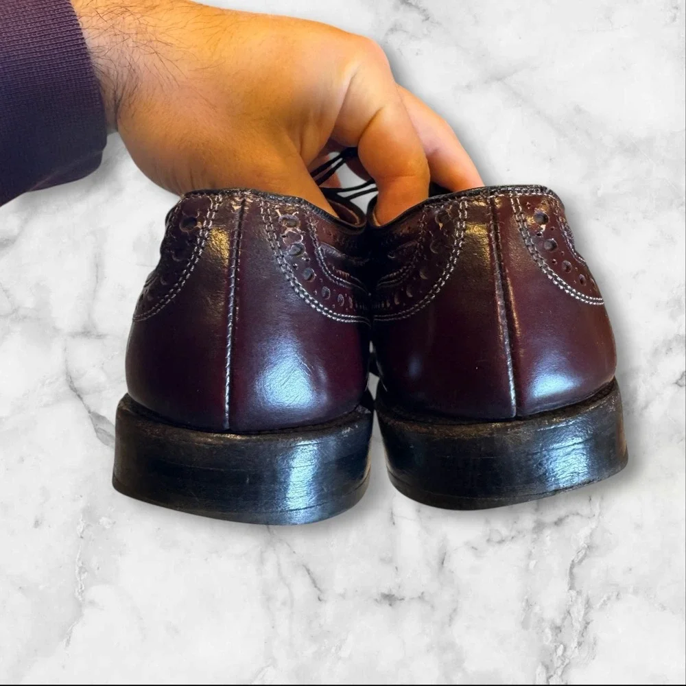 Allen Edmonds‎ McAllister Wingtip Oxford Shoes Burgundy Leather Men Size 8 C
